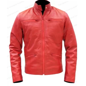 Men Red Retro Leather Jacket