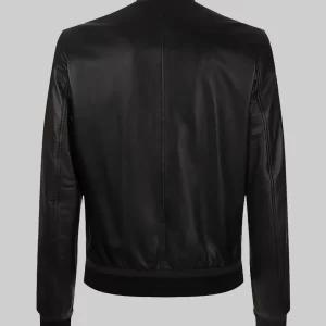Alternative view of Men Tom Hardy Black Leather Bomber Jacket
