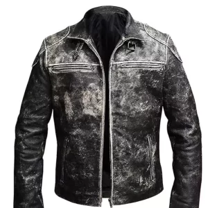 Mens Vintage Retro Distressed Black Antique Jacket