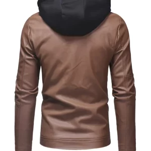 Alternative view of Mens Brown Style Hooded Leather Jacket