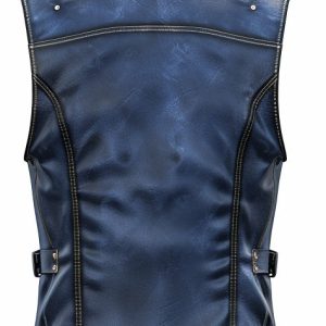 Alternative view of Men Blue Distressed Leather Vest