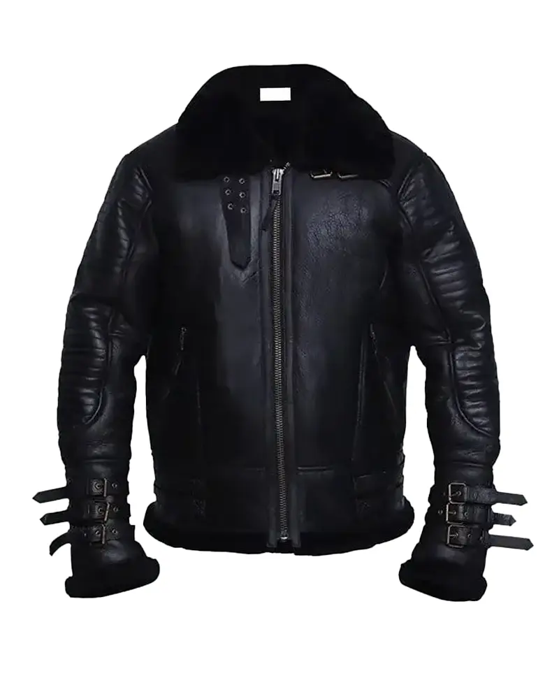Mens Affliction Black Shearling Jacket