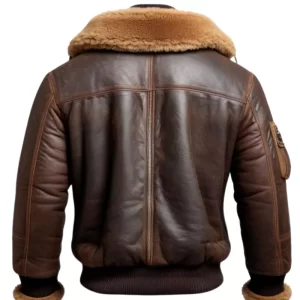 Alternative view of Men Aviator Fur Shearling Bomber Leather Jacket