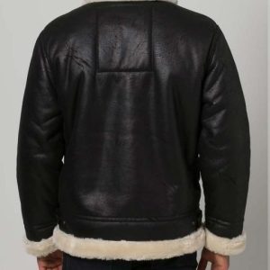 Alternative view of Mens Aviator Shearling Black Leather Jacket