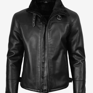 Alternative view of Men's B3 Bomber Black Shearling Leather Jacket