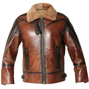 Alternative view of Mens B3 Aviator Brown Shearling Leather Jacket