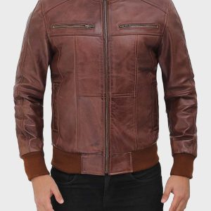 Alternative view of Mens Biker Brown Bomber Jacket