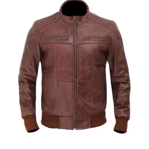 Mens Biker Brown Bomber Jacket
