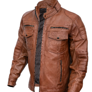Alternative view of Mens Biker Brown Leather Jacket