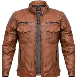 Mens Biker Brown Leather Jacket