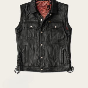 Men’s Black Full Grain Cowhide Leather Vest