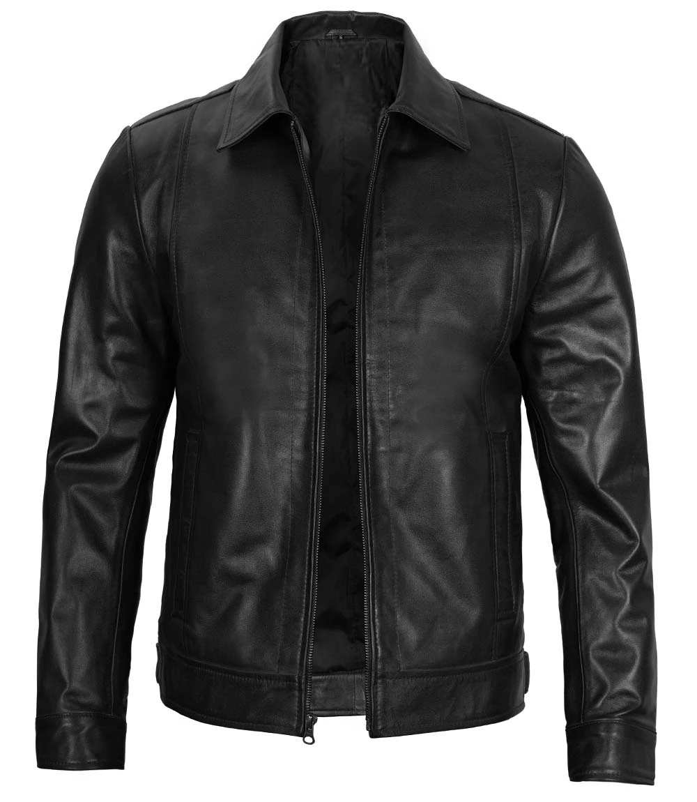 Men's Black Harrington Classic Leather Jacket