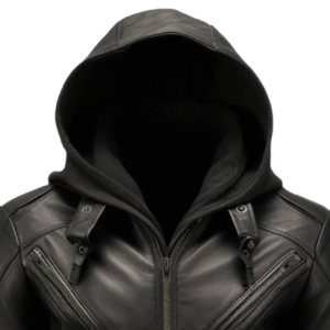 Alternative view of Mens Black Hooded Leather Jacket
