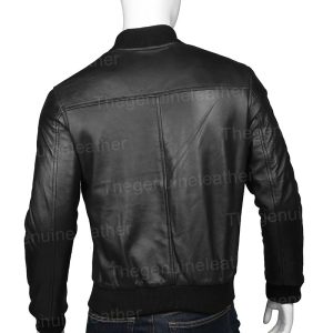 Alternative view of Mens Black Leather Bomber Jacket