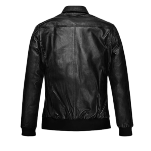 Alternative view of Mens Initials Black Leather Jacket