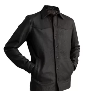 Alternative view of Men Black Leather Shirt