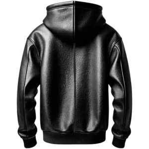 Alternative view of Men's Black Premium Hoodie Leather Jacket