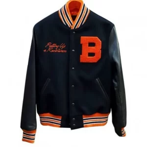 Mens Black Resistance Letterman Jacket