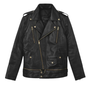 Mens Black Trooper Biker Leather Jacket