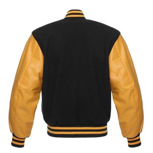 Alternative view of Men's Black Wool Gold Sleeves Varsity Jacket