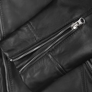 Alternative view of Men's Black Lambskin Leather Biker Style Jacket