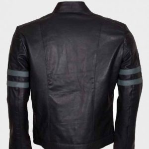 Alternative view of Mens Blue Stripe Retro Black Cafe Racer Jacket