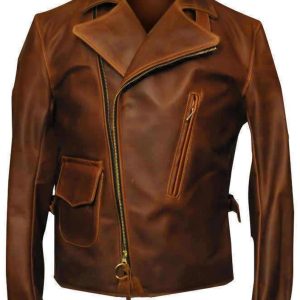Alternative view of Mens Brando Cafe Racer Motorcycle Leather Jacket