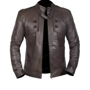 Men's Brown Bomber Biker Jacket