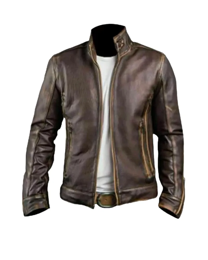 Men’s Brown Cafe Racer Jacket