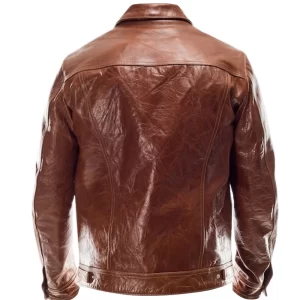 Alternative view of Men Brown Leather Trucker Jacket