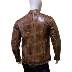 Alternative view of Brown Vintage Cafe Racer Leather Jacket