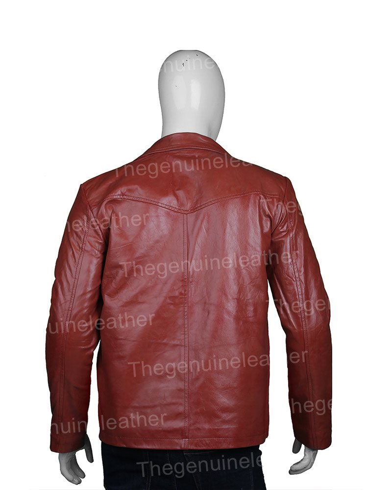 Mens Brown Leather Blazer - Image 3