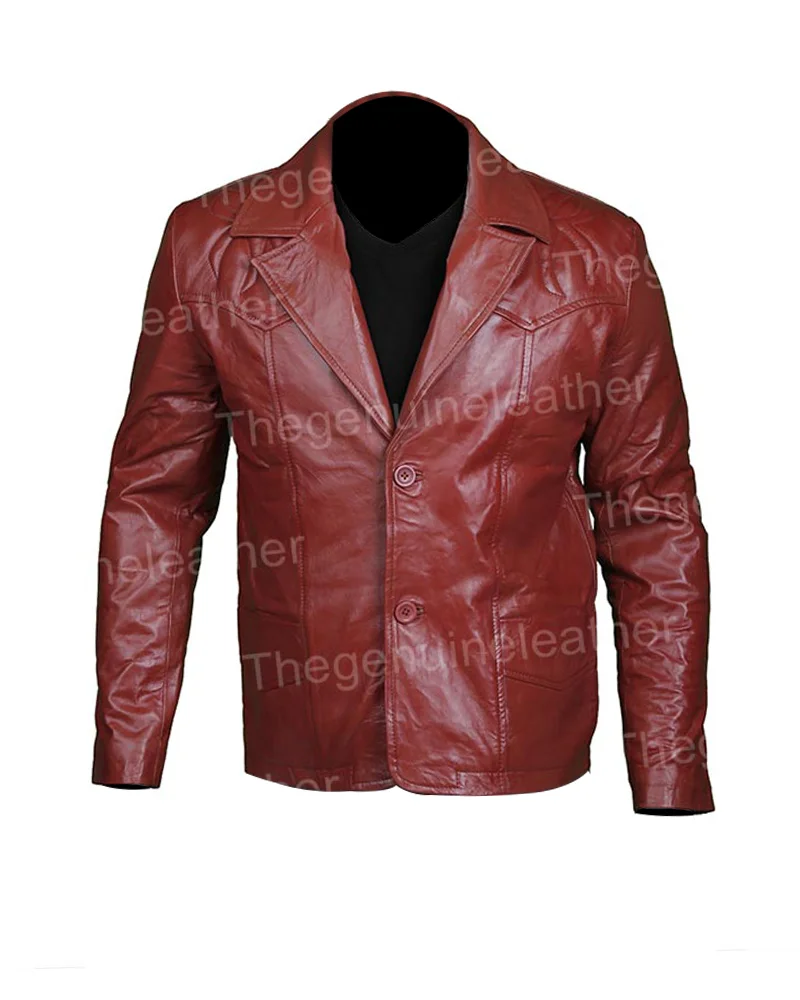 Mens Brown Leather Blazer