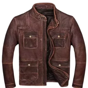 Men's Brown Leather Genuine Lambskin Jacket