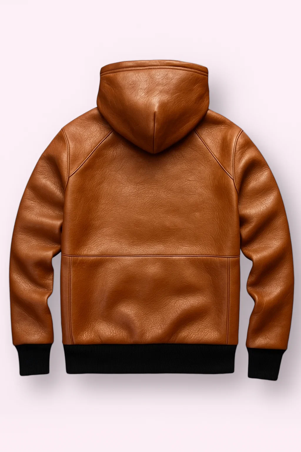 Men's Brown Real Lambskin Leather Hoodie - Image 2
