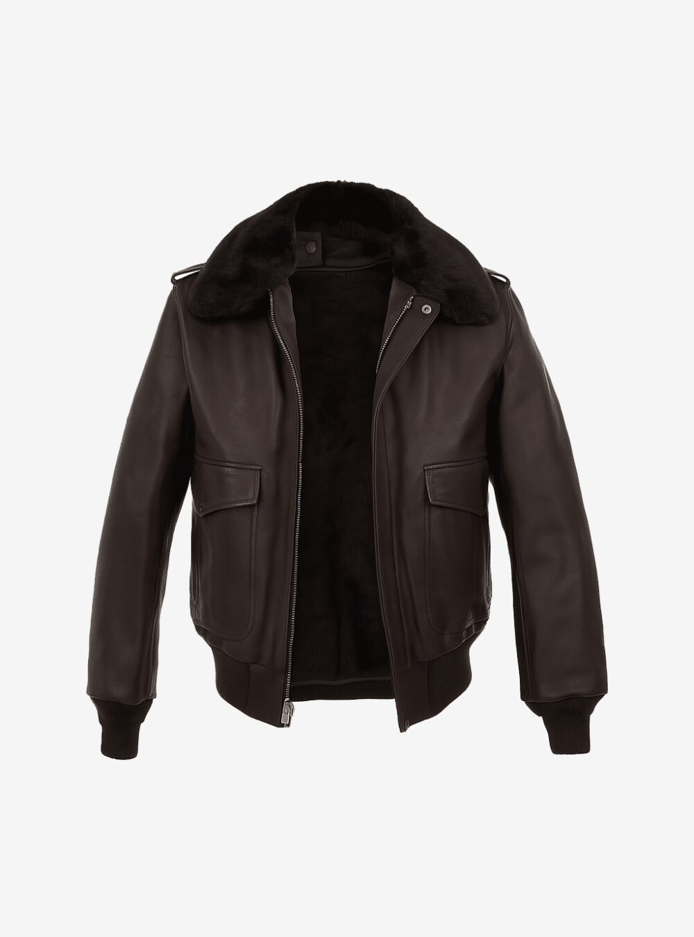 Mens Brown Shearling Bomber Leather Jacket