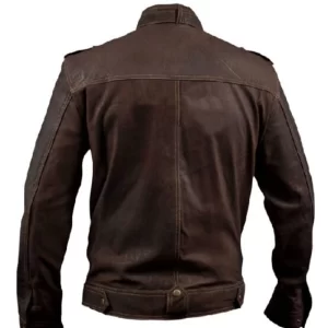 Alternative view of Men Brown Slim Fit Leather Moto Jacket