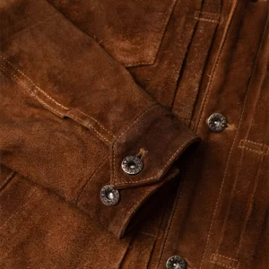 Alternative view of Men Brown Slim Fit Suede Leather Jacket