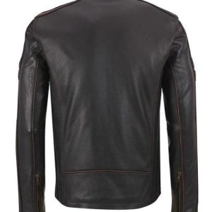 Alternative view of Men Black Cafe Racer Leather Jacket
