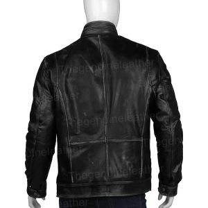 Alternative view of Cafe Racer Black Leather Biker Jacket