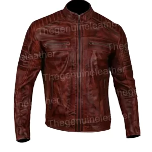 Mens Cafe Racer Brown Leather Jacket