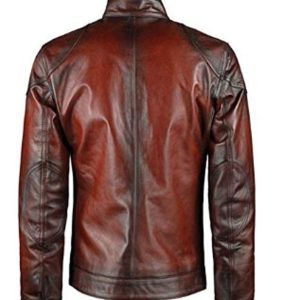 Alternative view of Mens Cafe Racer Distressed Red Jacket