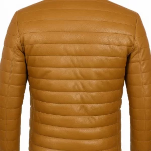 Alternative view of Men’s Camel Quilted Leather Puffer Jacket