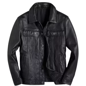 Mens Causal Shirt Style Lambskin Jacket