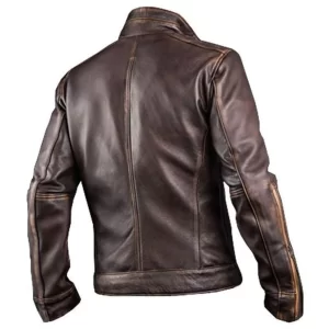 Alternative view of Mens Cowhide Cafe Racer Biker Leather Jacket