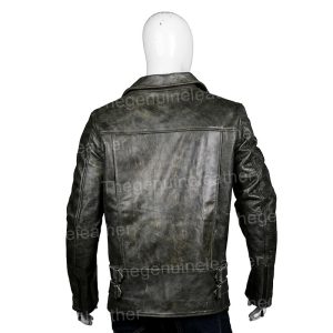 Alternative view of Mens Distressed Black Leather Biker Jacket