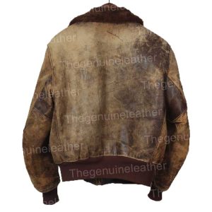 Alternative view of Mens Distressed Brown Leather Bomber Jacket