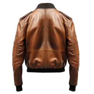 Alternative view of Men Distressed Brown Bomber Leather Jacket