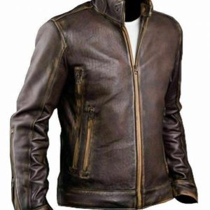 Alternative view of Men’s Brown Cafe Racer Jacket