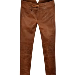 Men’s Distressed Brown Leather Pants